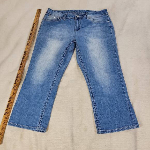 ND Weekend Jeans Womens Blue Sz 14 3/4 Skinny Straight Leg Embellished Pockets - Picture 3 of 13
